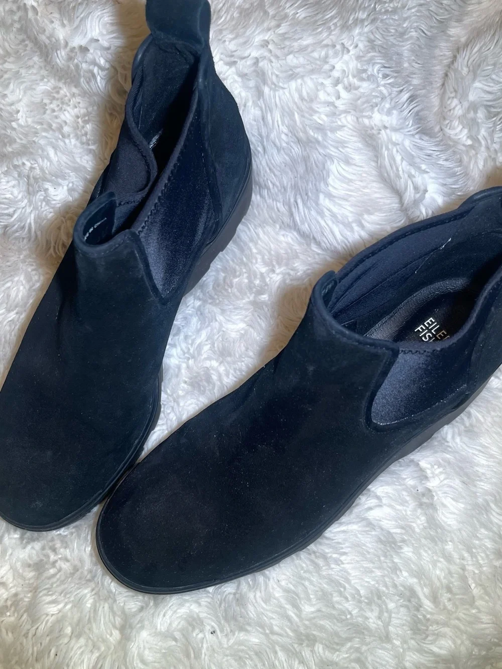 Eileen fisher splash waterproof black suede ankle boots size 9.5